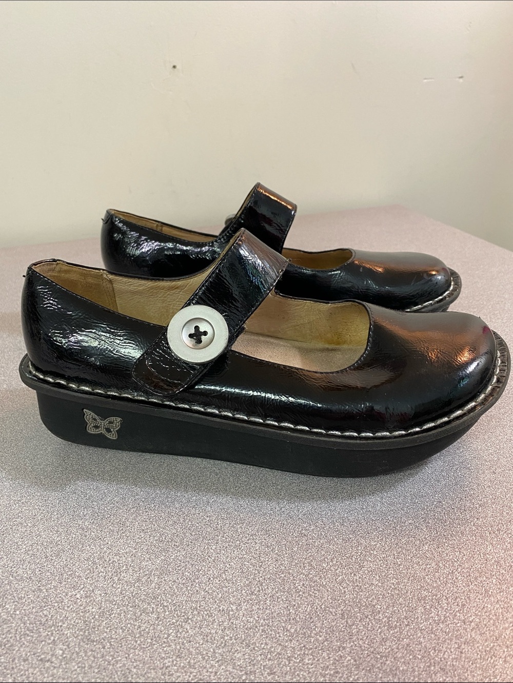 Alegria Black Patent Mary Jane Platform Shoes